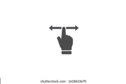 Motion gesture icon vector in white background. This motion gesture icon vector has one arrow. This motion gesture icon consists of a hand logo and arrow.