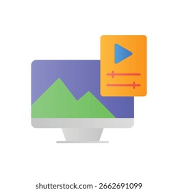 Video Icono de color plano de animación gráfica en movimiento: medios digitales y creativos