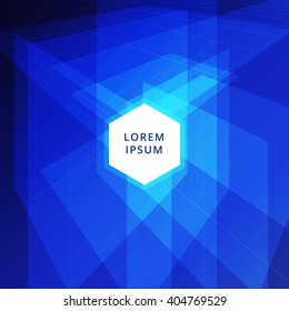 Motion graphic effect background for modern design. Abstract geometric futuristic backdrop with style of high technology, virtual reality.Cool example of cover, brochure, card, banner or presentation.
