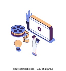 Motion graphic flat style isometric illustration vector design