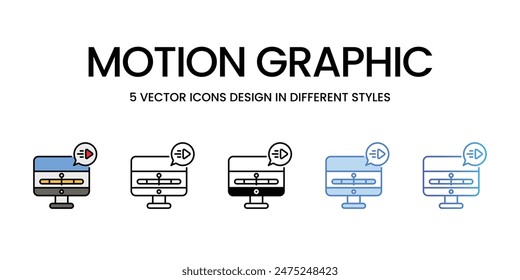 Motion Graphic icons vector set stock illustration.