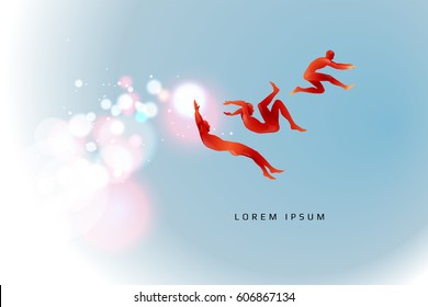 The motion of the human. silhouette of a jumping. suitable use for sport and action. vector illustration