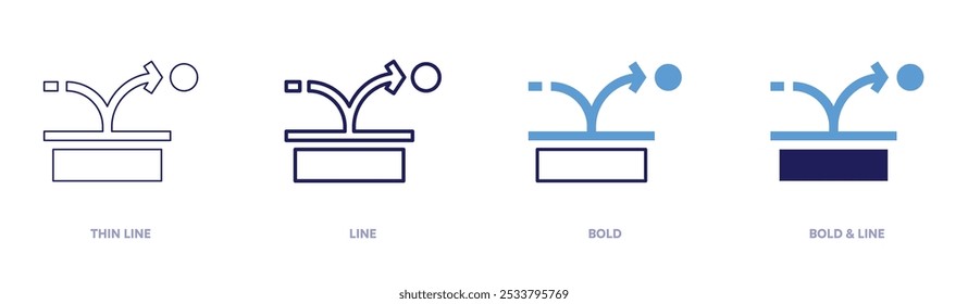 Motion icon in 4 different styles. Thin Line, Line, Bold, and Bold Line. Duotone style. Editable stroke.