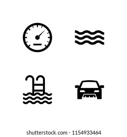 motion icon. 4 motion set with traffic, waves, water and speed vector icons for web and mobile app
