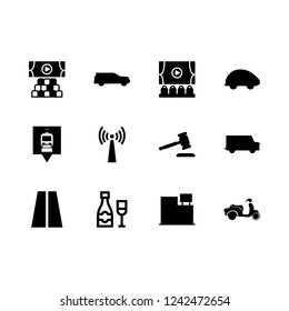 motion icon set about bike, milk, car and bus vector set
