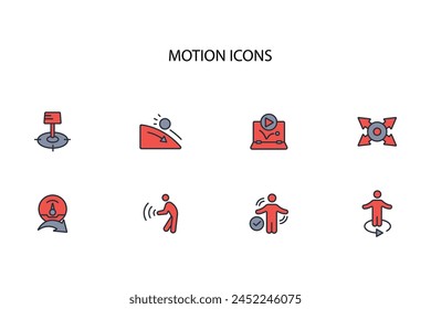 Conjunto de iconos de movimiento.Vector.Trazo editable.signo de estilo lineal para utilizar Diseño web,logotipo.Ilustración de símbolo.