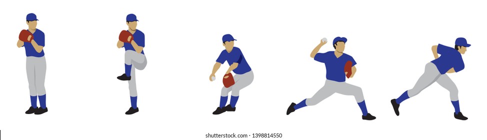 Motion illustration of the pitching of the baseball