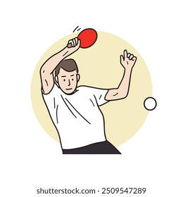 It is a motion illustration vector in which a man is playing table tennis.