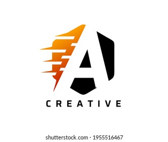 Motion A Letter Logo Design With Hexagone Shape. Technology Icon Design Concept.