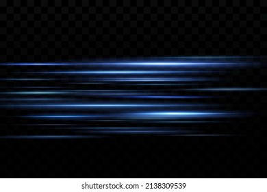 Motion Light Effekt für Banner. Blaue Linien. Der Effekt der Geschwindigkeit auf blauem Hintergrund. Rote Linien des Lichts, der Geschwindigkeit und der Bewegung. Vektorlinse-Fackel.