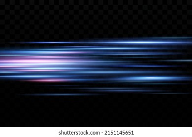 Motion light effect for banners. Blue lines. The effect of speed on a blue background. Red lines of light, speed and movement. Vector lens flare.