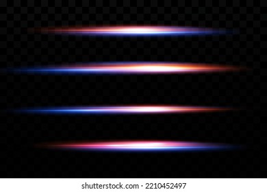 Motion light effect for banners. Blue lines. The effect of speed on a blue background. Red lines of light, speed and movement. Vector lens flare.