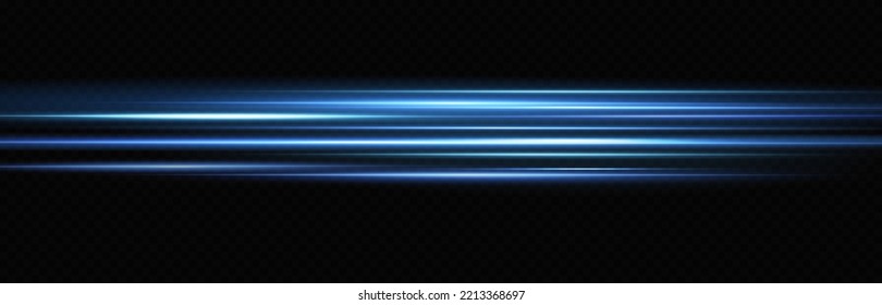 Motion light effect for banners. Blue lines. The effect of speed on a blue background. Red lines of light, speed and movement. Vector lens flare.