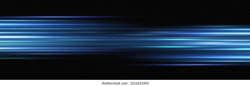 Motion light effect for banners. Blue lines. The effect of speed on a blue background. lines of light, speed and movement. Vector lens flare.