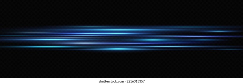 Motion light effect for banners. Blue lines. The effect of speed on a blue background. lines of light, speed and movement. Vector lens flare.
