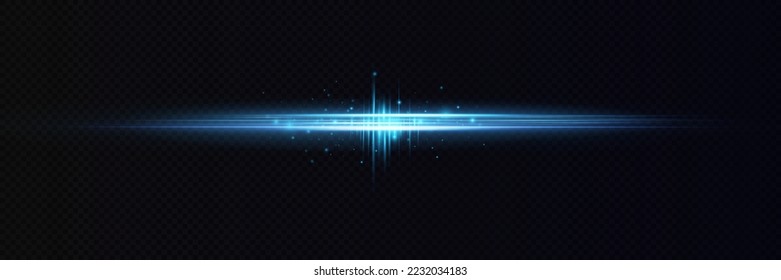Motion Light Effekt für Banner. Blaue Linien. Der Effekt der Geschwindigkeit auf blauem Hintergrund. Lichtlinien, Geschwindigkeit und Bewegung. Vektorlinse-Fackel.