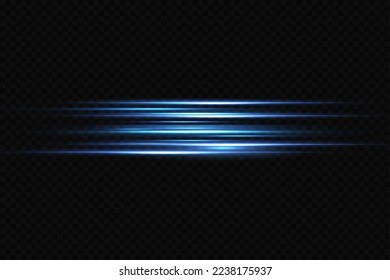 Motion light effect for banners. Blue lines. The effect of speed on a blue background. lines of light, speed and movement. Vector lens flare.