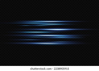 Efecto de luz de movimiento para los carteles. Líneas azules. El efecto de la velocidad sobre un fondo azul.