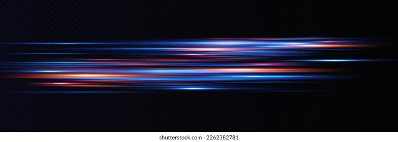 Motion light effect for banners. Blue lines. The effect of speed on a blue background. lines of light, speed and movement. Vector lens flare.