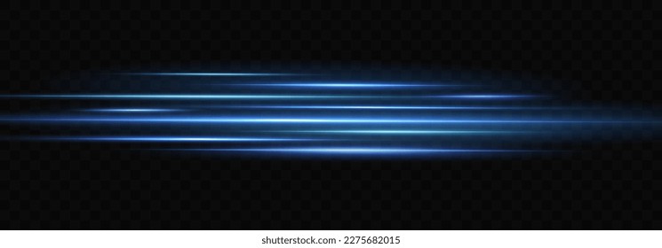 Motion light effect for banners. Blue lines. The effect of speed on a blue background. lines of light, speed and movement. Vector lens flare.