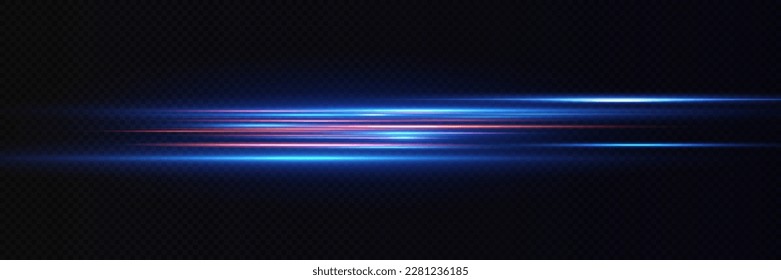 Efecto de luz de movimiento para los carteles. Líneas azules. El efecto de la velocidad sobre un fondo azul. líneas de luz, velocidad y movimiento. Llamada de lente vectorial.