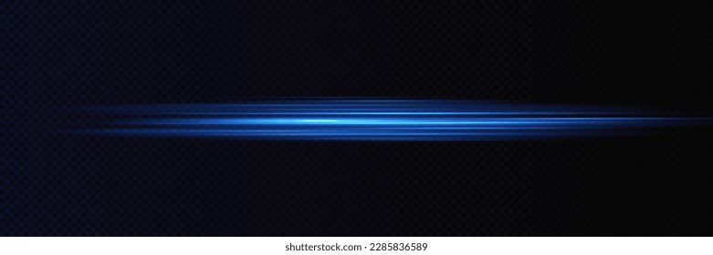 Motion light effect for banners. Blue lines. The effect of speed on a blue background. lines of light, speed and movement. Vector lens flare.