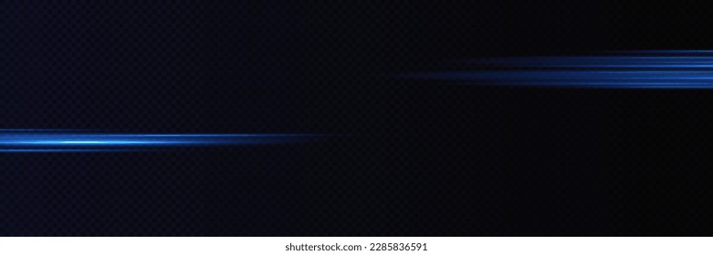 Motion light effect for banners. Blue lines. The effect of speed on a blue background. lines of light, speed and movement. Vector lens flare.