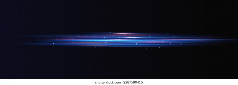 Motion light effect for banners. Blue lines. The effect of speed on a blue background. lines of light, speed and movement. Vector lens flare.