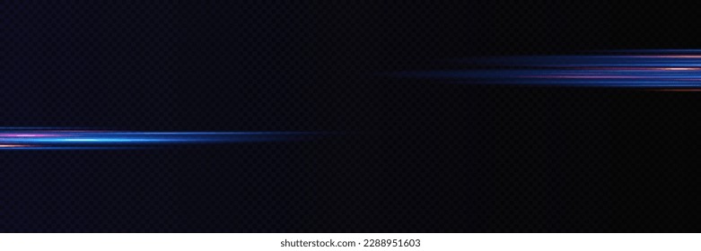 Motion light effect for banners. Blue lines. The effect of speed on a blue background. lines of light, speed and movement. Vector lens flare.