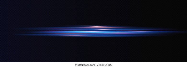 Motion light effect for banners. Blue lines. The effect of speed on a blue background. lines of light, speed and movement. Vector lens flare.