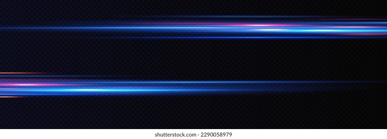 Efecto de luz de movimiento para los carteles. Líneas azules. El efecto de la velocidad sobre un fondo azul. líneas de luz, velocidad y movimiento. Llamada de lente vectorial.