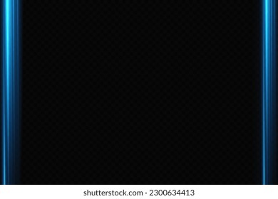 Motion light effect for banners. Blue lines. The effect of speed on a blue background. lines of light, speed and movement. Vector lens flare.