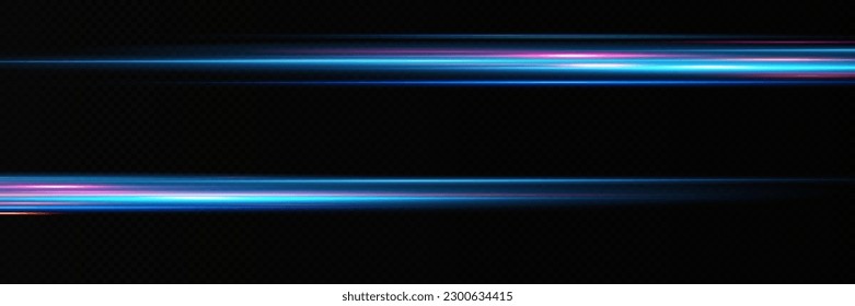 Motion light effect for banners. Blue lines. The effect of speed on a blue background. lines of light, speed and movement. Vector lens flare.