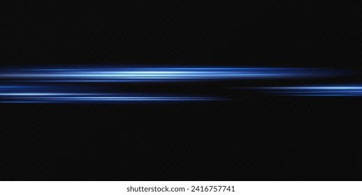 Motion light effect for banners. Blue lines. The effect of speed on a blue background. Red lines of light, speed and movement. Vector lens flare.	