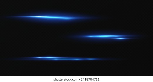 Motion light effect for banners. Blue lines. The effect of speed on a blue background. Red lines of light, speed and movement. Vector lens flare.	