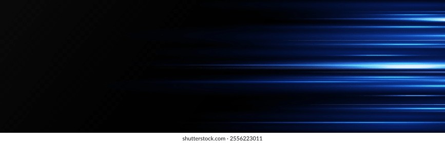 Motion light effect for banners. Blue lines. The effect of speed on a blue background.