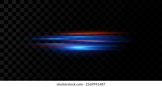 Motion light effect for banners. Blue lines. The effect of speed on a blue background. lines of light, speed and movement. Vector lens flare.