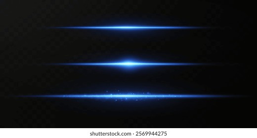 Motion light effect for banners. Blue lines. The effect of speed on a blue background. Red lines of light, speed and movement. Vector lens flare.