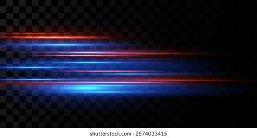 Motion light effect for banners. Blue lines. The effect of speed on a blue background. lines of light, speed and movement. Vector lens flare.