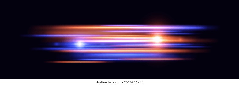 Motion light effect for banners. Speed ​​effect. Red and blue lines of light, speed and movement. Vector flash.