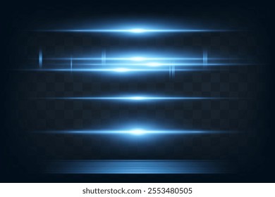 Motion light effect. Blue lines. Speed ​​effect on a blue background.Blue light flashing.Vector illustration.