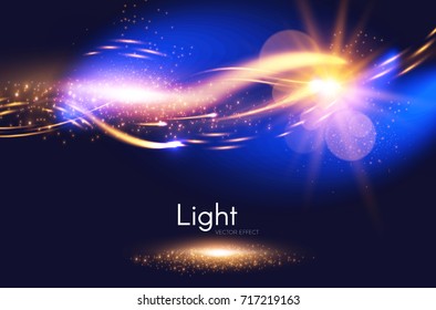 Motion Light Effect.  Flying Lights. Comets. Lightning. Power Space. Game Element. Vector illustration