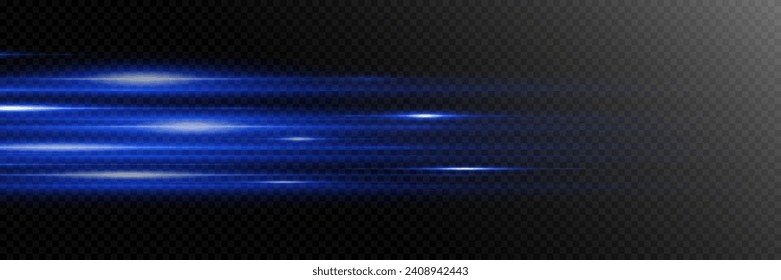 Motion light effect. Light line speed and flare effect. On a transparent background.