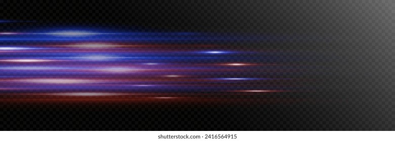 Efecto de la luz de movimiento. Velocidad de la línea de luz y efecto de destello. Sobre un fondo transparente.