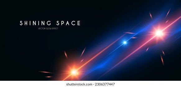 Motion light effect. Shining magic background and shining stars in space. Cosmos abstract background. Universe design