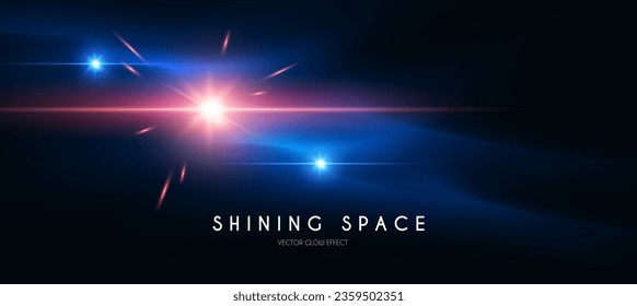 Motion light effect. Shining magic background and shining stars in space. Cosmos abstract background. Universe design