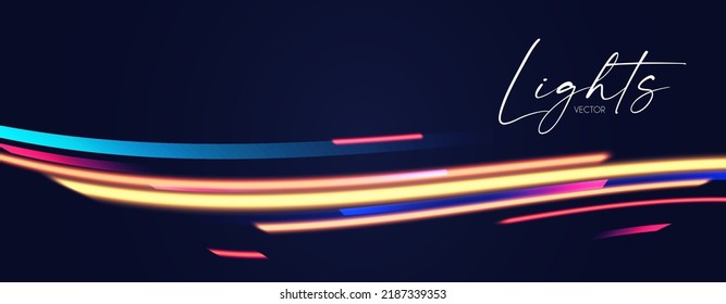 Motion light effect. Shining neon magic background and liquid speed light.