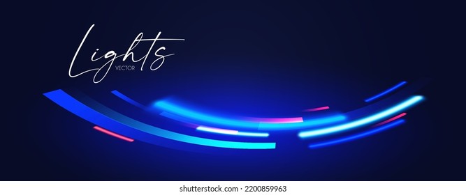 Motion light effect. Shining neon magic background and liquid speed light.