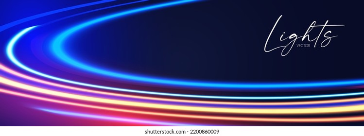 Motion light effect. Shining neon magic background and liquid speed light.