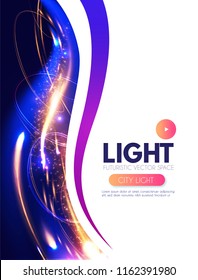 Motion Light Poster Template with Shining Light Waves. Vector illustration